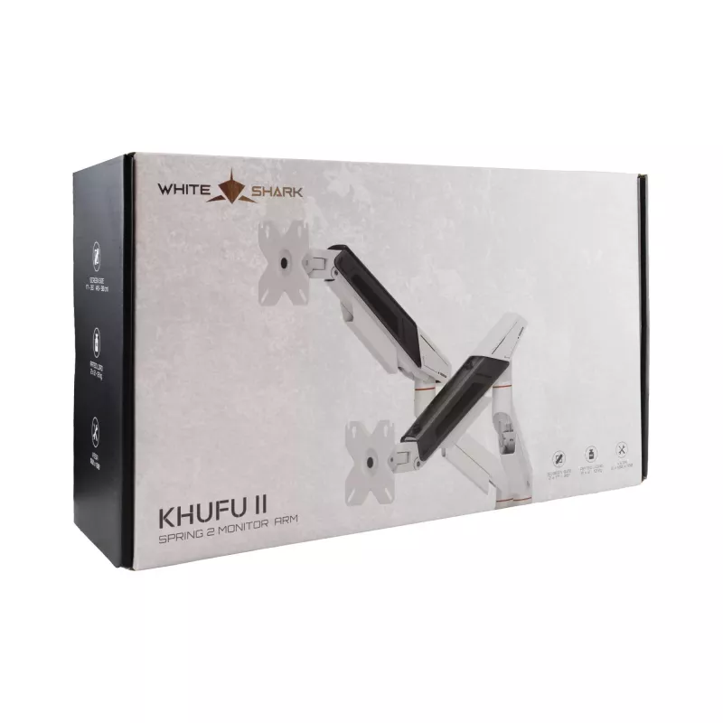 White Shark KHUFU-II GMS-3211 / Suporte de secretária para 2 monitores