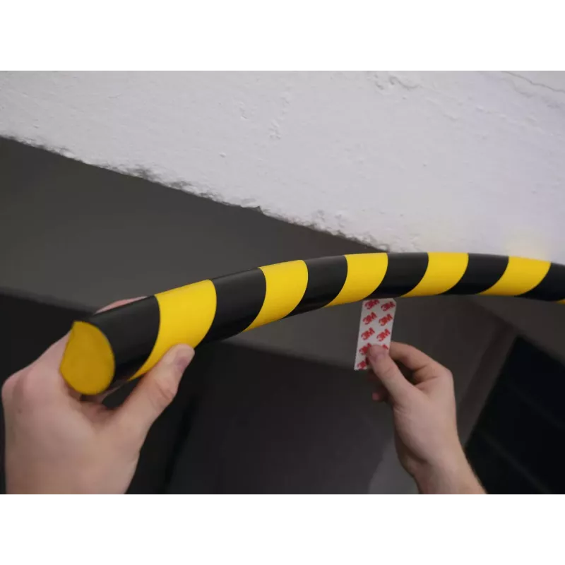 Durable S32R passa-cabos de chão, PVC, preto/amarelo, arredondado, 1000 mm
