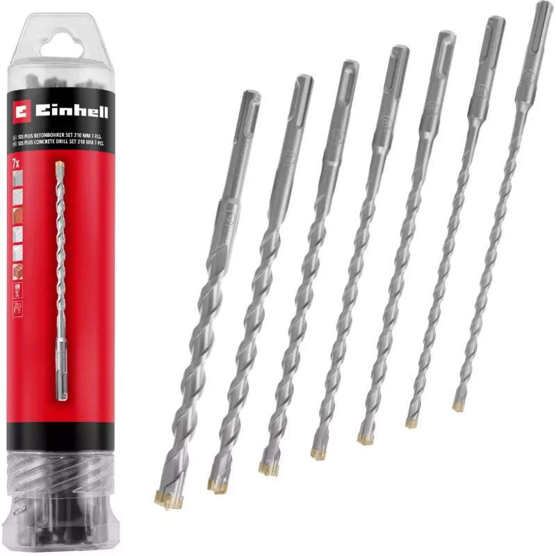 Conjunto de brocas de martelo SDS-plus EINHELL-KWB, Ø 6-14 mm (7 peças, 210 mm)