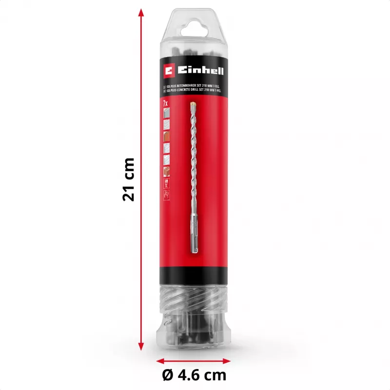 Conjunto de brocas de martelo SDS-plus EINHELL-KWB, Ø 6-14 mm (7 peças, 210 mm)