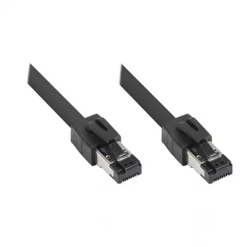 Cabo de rede RNS® Cat.8.1 S/FTP, 0,5 m, preto, LSZH, 40 Gbit/s, 2000 MHz