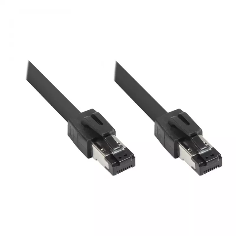 Cabo de rede RNS® Cat.8.1 S/FTP, 0,5 m, preto, LSZH, 40 Gbit/s, 2000 MHz