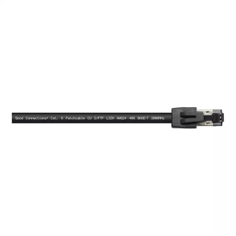 Cabo de rede RNS® Cat.8.1 S/FTP, 0,5 m, preto, LSZH, 40 Gbit/s, 2000 MHz