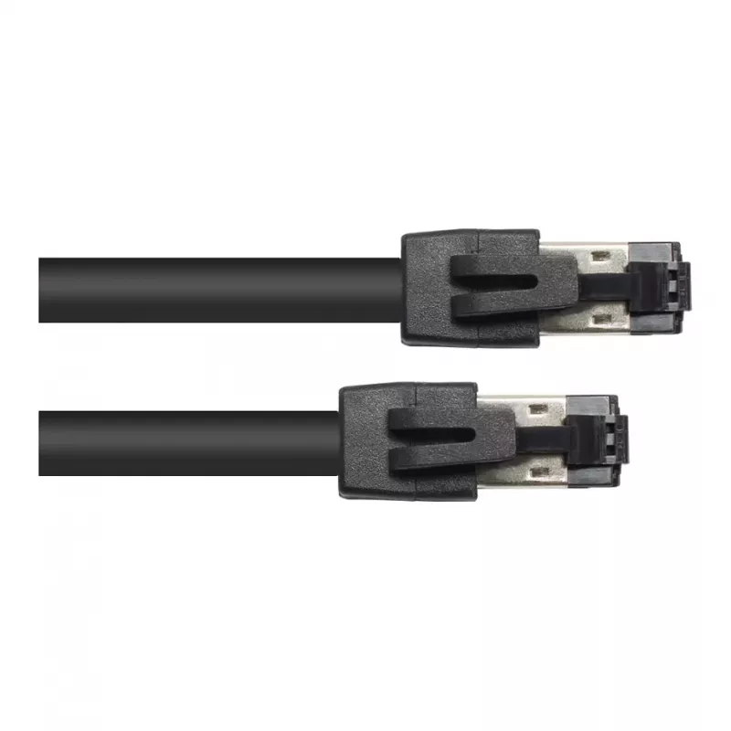 Cabo de rede RNS® Cat.8.1 S/FTP, 0,5 m, preto, LSZH, 40 Gbit/s, 2000 MHz