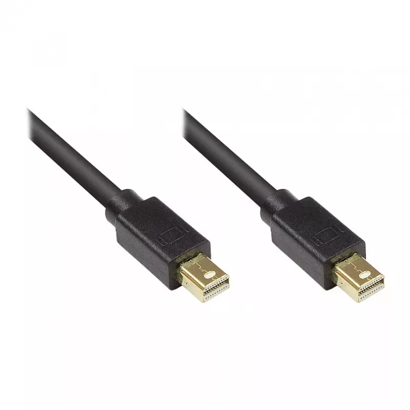 Cabo Mini DisplayPort 1.2 GoodConnections, ficha macho para ficha macho, banhado a ouro, preto, 1 m