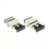 Adaptador de fibra ótica SC/UPC duplex GoodConnections, OM2 multimodo, manga de cerâmica, caixa de plástico, com flange, cinzento (LW-K207)