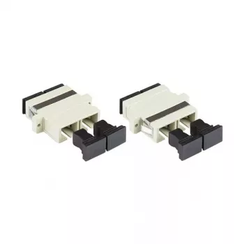 Adaptador de fibra ótica SC/UPC duplex GoodConnections, OM2 multimodo, manga de cerâmica, caixa de plástico, com flange, cinzento (LW-K207)
