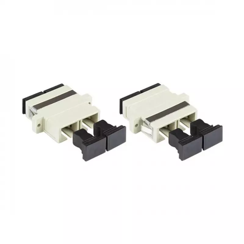 Adaptador de fibra ótica SC/UPC duplex GoodConnections, OM2 multimodo, manga de cerâmica, caixa de plástico, com flange, cinzento (LW-K207)