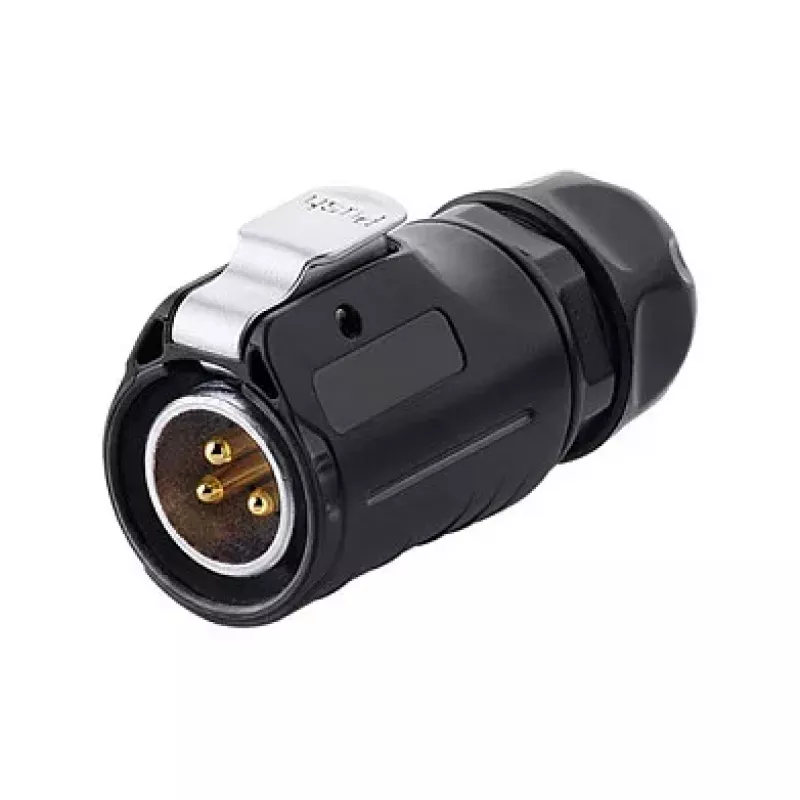 GoodConnections IC01-20P301 conector industrial S1 Power, ficha de 3 pinos, M20, bloqueio click, terminal de soldar, IP65/66