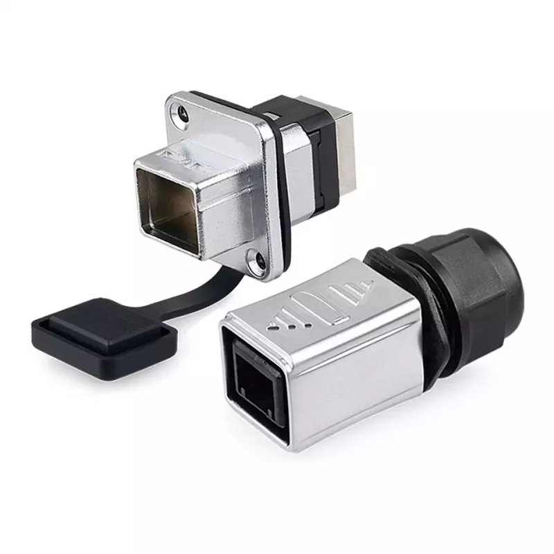 Conector industrial GoodConnections S6 - ficha macho sem povoamento, recorte RJ45, metal, Good Connections®