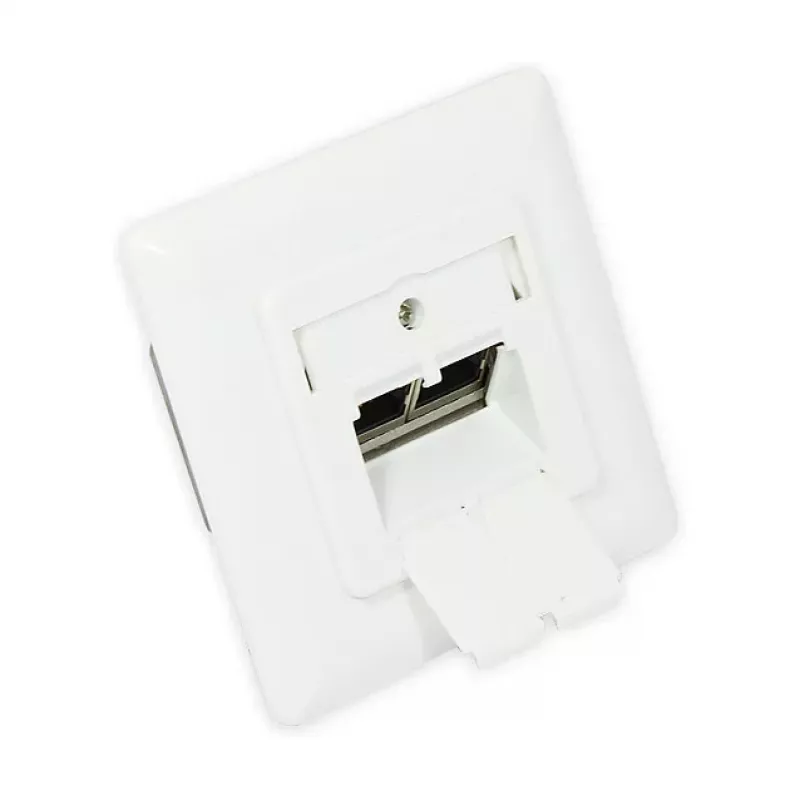 Tomada de rede GoodConnections Cat. 6, 2xRJ45, blindada, embutir, compatível com design, entrada de cabo vertical, branco sinal (RAL 9003), GC-N0024
