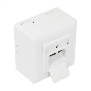 Tomada de rede GoodConnections Cat.6, 2xRJ45, blindada, saliente, entrada de cabo vertical, branco sinal RAL9003 (GC-N0026)