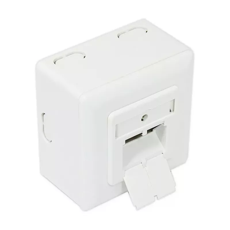 Tomada de rede GoodConnections Cat.6, 2xRJ45, blindada, saliente, entrada de cabo vertical, branco sinal RAL9003 (GC-N0026)