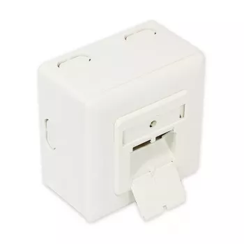 Tomada de rede de parede GoodConnections Cat.6, 2xRJ45, blindada, saliente, branco pérola RAL1013, GC-N0027