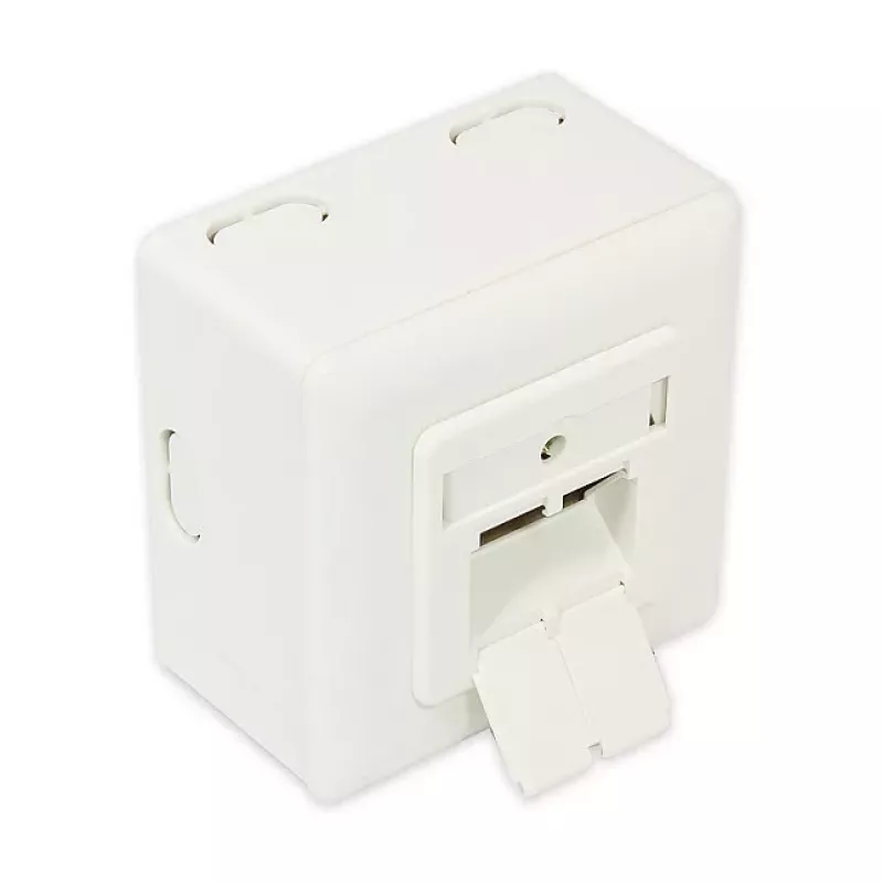 Tomada de rede de parede GoodConnections Cat.6, 2xRJ45, blindada, saliente, branco pérola RAL1013, GC-N0027