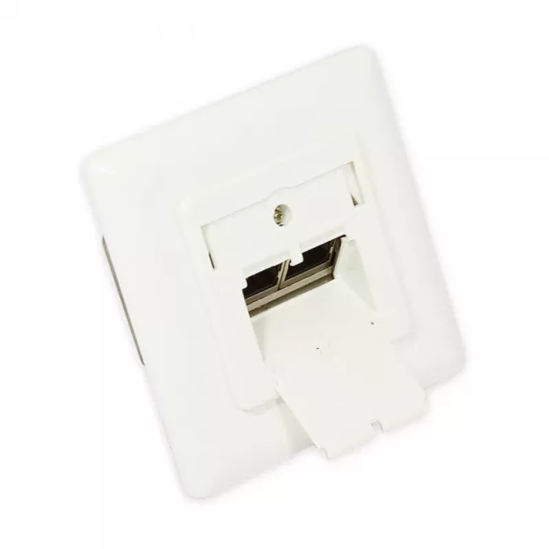 Tomada de rede de parede GoodConnections Cat.6, 2xRJ45, blindada, saliente, branco pérola RAL1013, GC-N0027