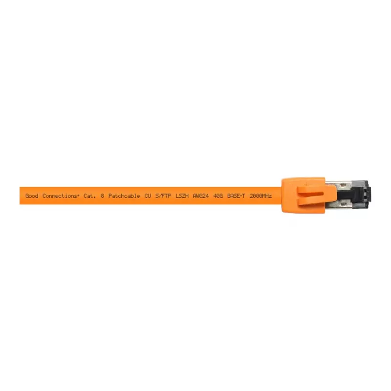 GoodConnections RNS® Cat.8.1 S/FTP Cabo de rede, LSZH, 2000MHz, 40Gbit/s, Laranja, 1m