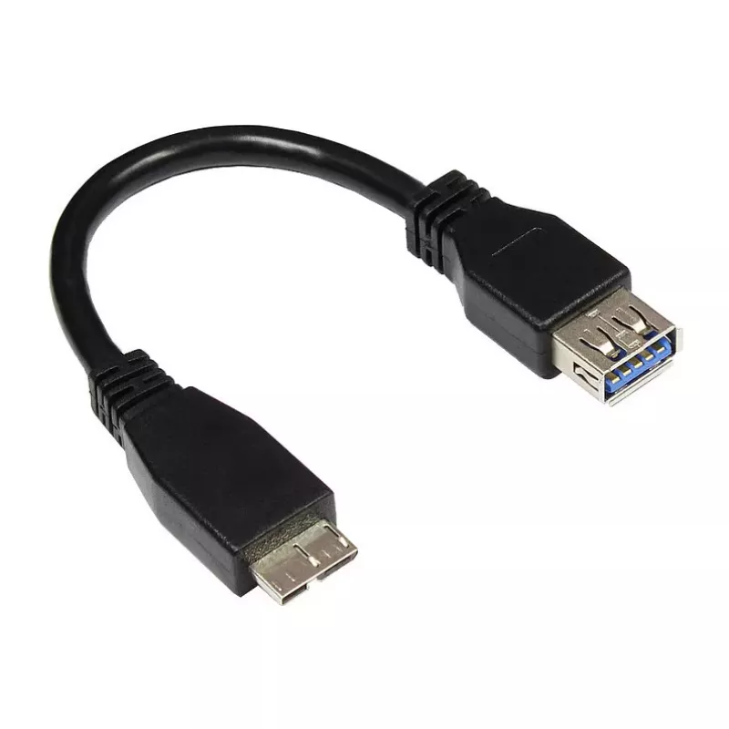 GoodConnections Cabo adaptador USB 3.0 OTG, ficha Micro USB B para conector fêmea USB-A, Preto, 0,1 m