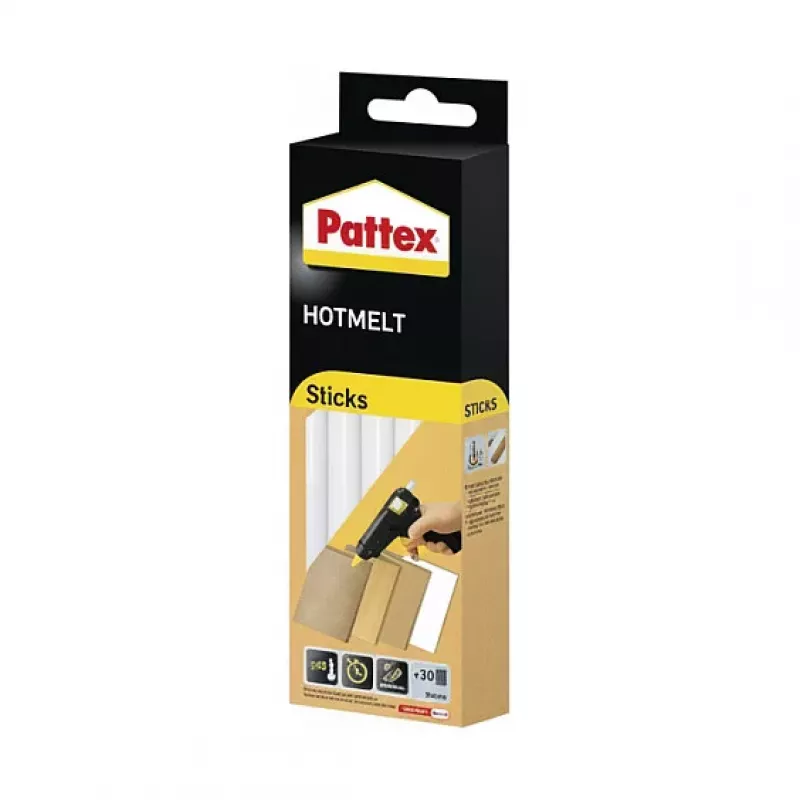 Pattex Barras de cola quente Hot Supermatic, 9H PTK6, 6 x 200 mm, 11 mm de diâmetro, Transparente