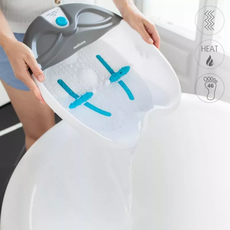 MEDISANA FS 350 banho de pés com massagem de bolhas e vibração, aquecimento, rolos, acessórios de pedicura