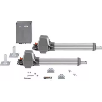 SOMMER CABLE twist M S3 Conjunto Motor de portão de batente giratório de 2 folhas 868,95 MHz Preto com fonte de alimentação Schuko