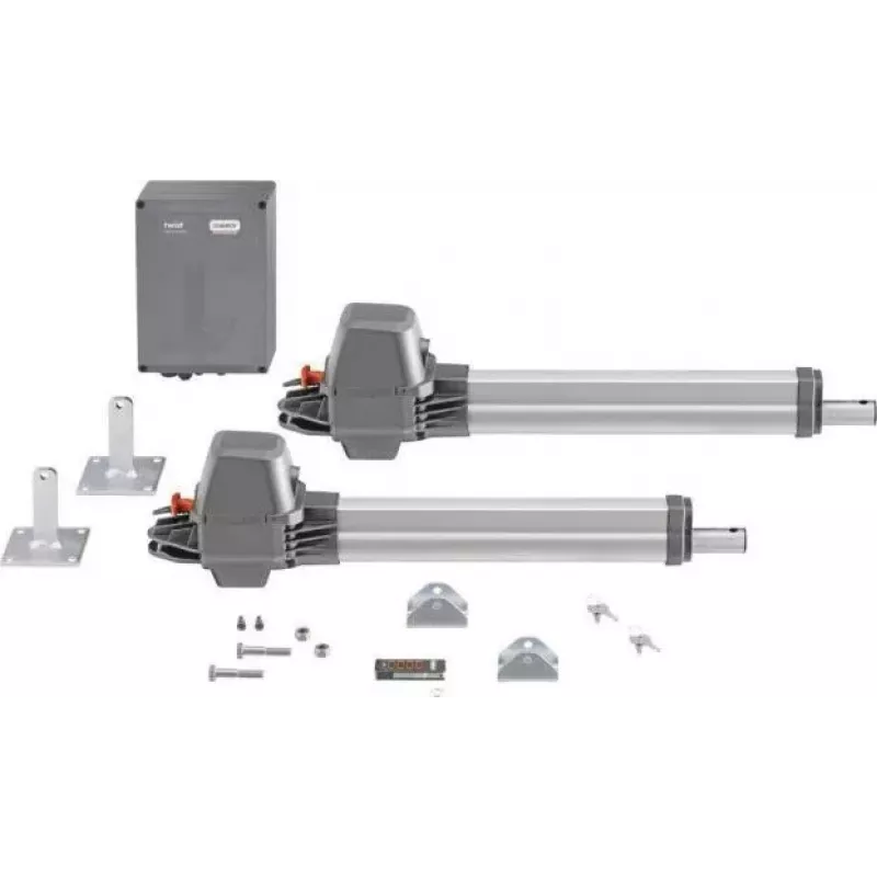 SOMMER CABLE twist M S3 Conjunto Motor de portão de batente giratório de 2 folhas 868,95 MHz Preto com fonte de alimentação Schuko