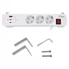 Equip Régua de tomadas CEE 7/7 90° para 3x Schuko / 2x USB-C + USB-A, Branco, 1,5m