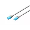 DIGITUS Cabo de rede CAT 5e U/UTP, 0,5 m, Cinzento, RJ45, banhado a ouro, alívio de tensão