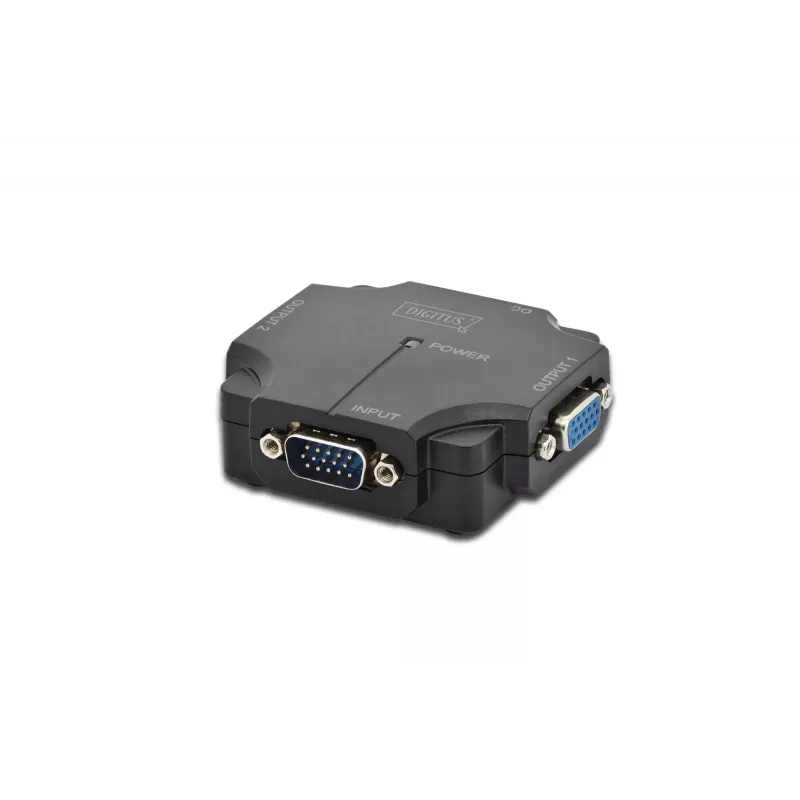 DIGITUS DS-41120-1 divisor VGA de 2 portas caixa de plástico 350 MHz HDSUB 15/M para 2x HDSUB 15/F 1080p