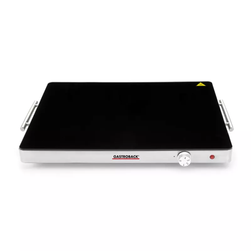 Gastroback 42491 Design placa de aquecimento – 200 W, aço inoxidável e vidro, 120 °C