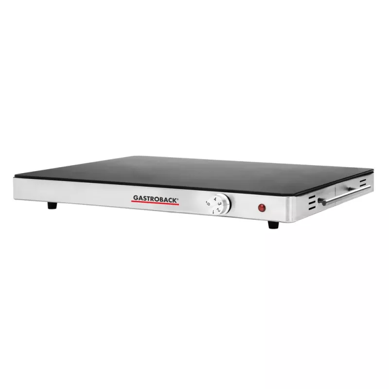 Gastroback 42491 Design placa de aquecimento – 200 W, aço inoxidável e vidro, 120 °C