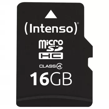 Cartão de memória Intenso 16GB MicroSDHC Class 4 com adaptador SD, até 21 MB/s de velocidade de leitura, preto