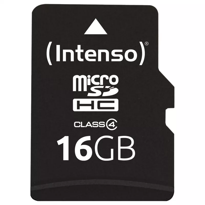 Cartão de memória Intenso 16GB MicroSDHC Class 4 com adaptador SD, até 21 MB/s de velocidade de leitura, preto