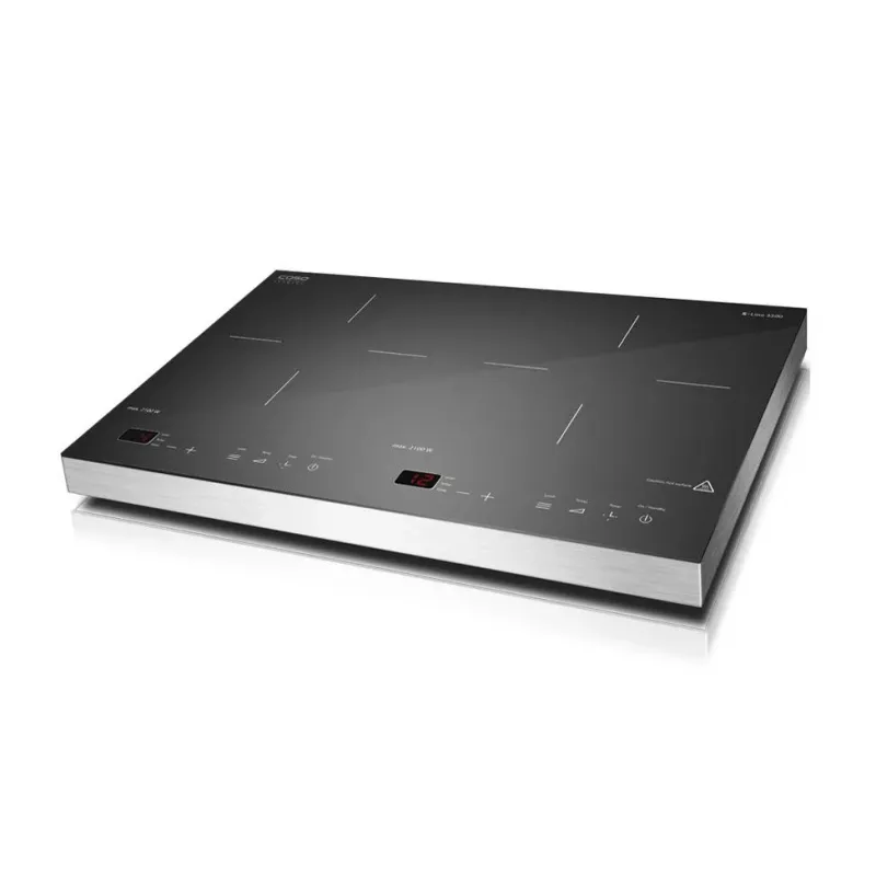 Placa de indução autónoma CASO S-Line 3500, 2 zonas de cozedura, sensor tátil, preto, 3500W