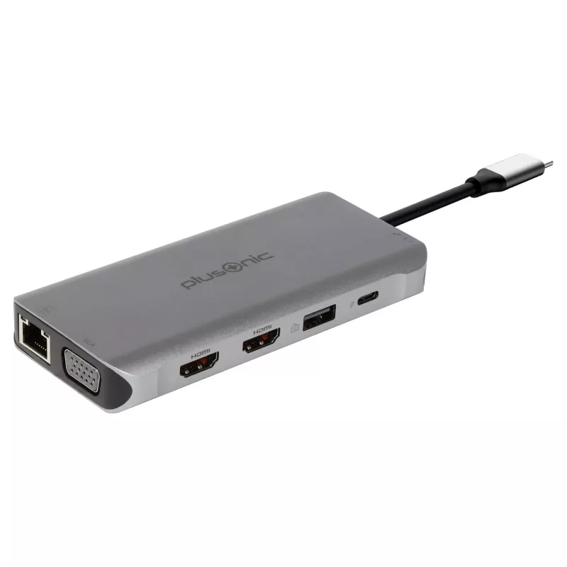 Adaptador de docking USB-C PLUSONIC 8in1 - Space Gray