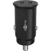 GOOBAY Carregador Rápido de Automóvel Dual-USB-C PD (Power Delivery), Preto - 30W (12/24V) Adequado para Dispositivos com USB-C