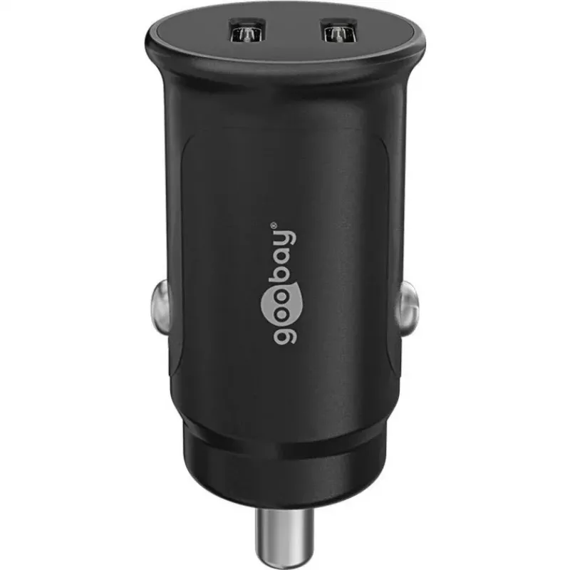 GOOBAY Carregador Rápido de Automóvel Dual-USB-C PD (Power Delivery), Preto - 30W (12/24V) Adequado para Dispositivos com USB-C