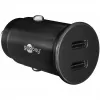 GOOBAY Carregador Rápido de Automóvel Dual-USB-C PD (Power Delivery), Preto - 30W (12/24V) Adequado para Dispositivos com USB-C