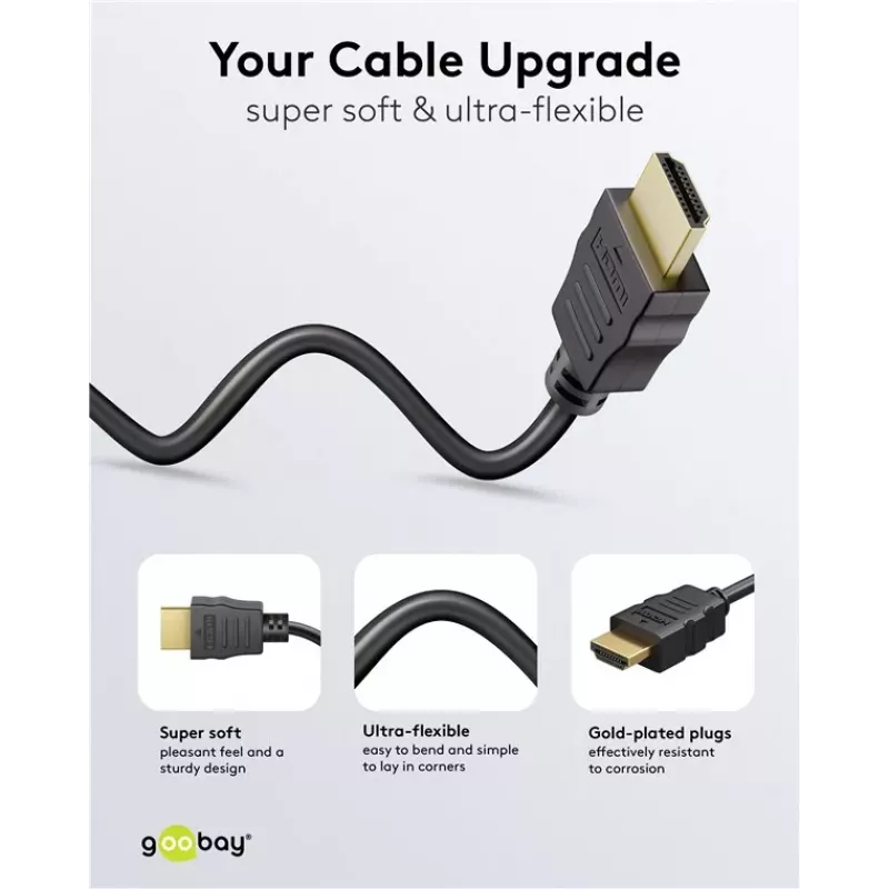 Goobay 80101 Cabo HDMI High-Speed com Ethernet, 1 m, Preto