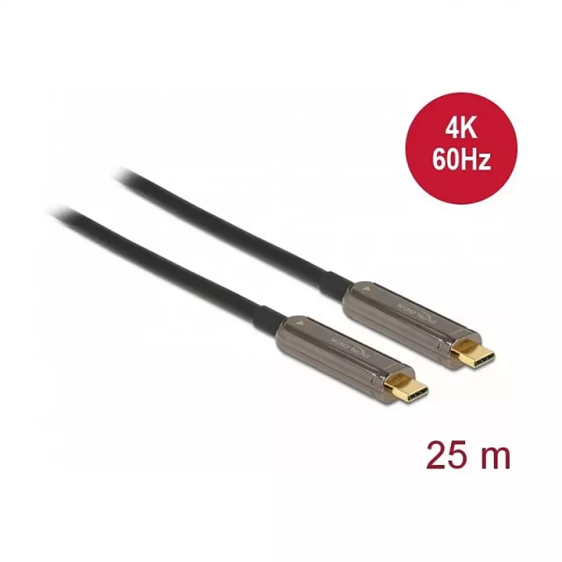 Delock Cabo de Vídeo USB-C Ativo Ótico 4K 60 Hz 25 m