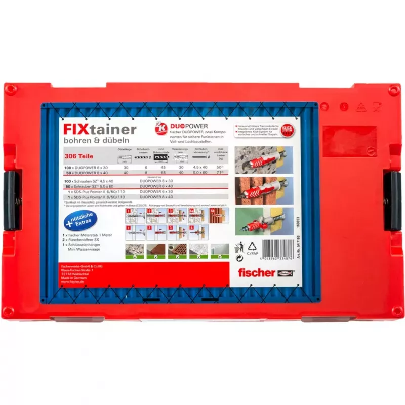 Fischer FIXtainer conjunto de brocas e buchas