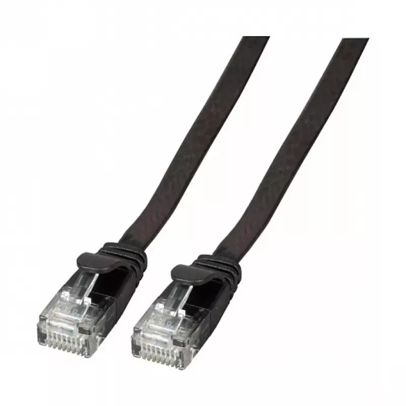 Cabo de patch plano RJ45 EFB Cat.6A U/UTP PVC 0,25m preto