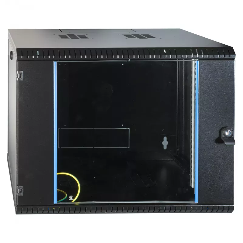 Armário de parede EFB 19 polegadas 9U, fixo, secção única, RAL 9005, profundidade 600 mm