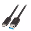Cabo USB 3.2 Gen 1 SuperSpeed EFB Elektronik, ficha Type-A macho para ficha Type-C macho, 3A, 5 Gbit/s, 0,5 m, preto