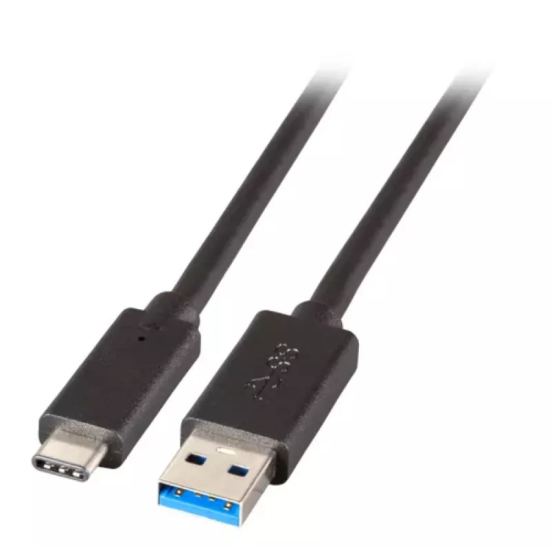 Cabo USB 3.2 Gen 1 SuperSpeed EFB Elektronik, ficha Type-A macho para ficha Type-C macho, 3A, 5 Gbit/s, 0,5 m, preto