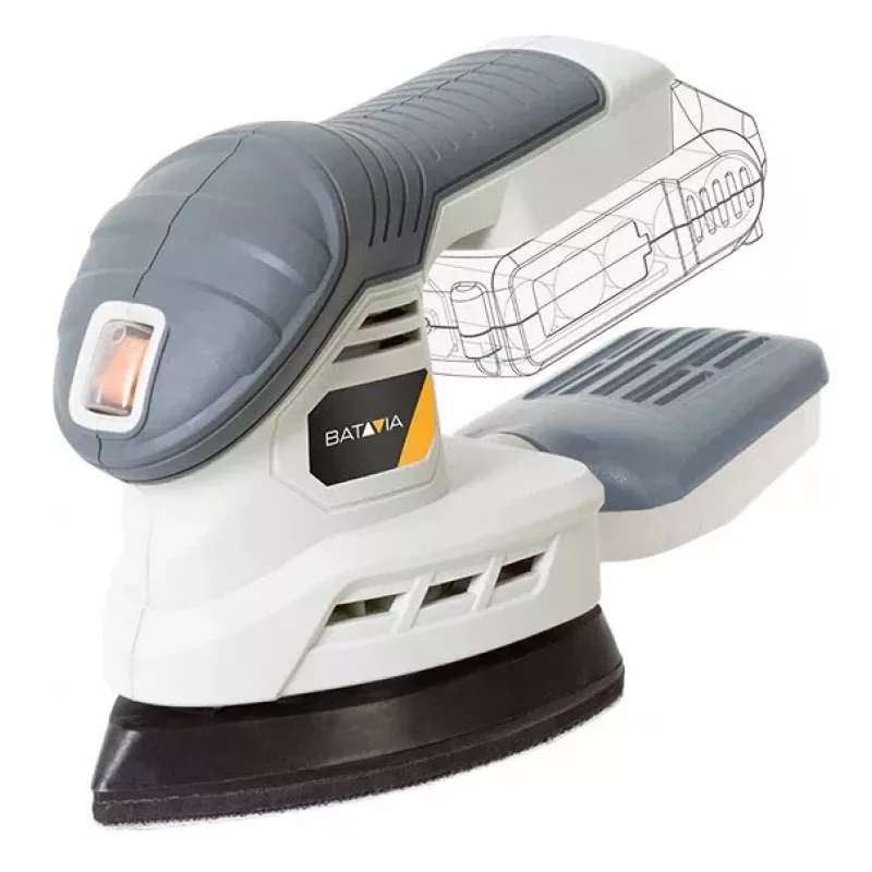 Lixadeira de detalhe a bateria Batavia 18V (apenas ferramenta) - plataforma Maxxpack 18V, prato de lixar delta, velcro, aspiração de pó, punho soft