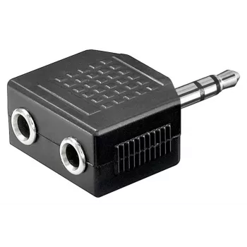 Adaptador AUX para auscultadores Goobay jack 3,5 mm divisor 1-para-2, 0,2 m, preto