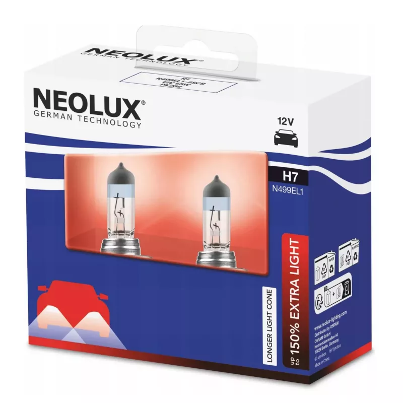 Neolux H7 Extra Light pack de 2 lâmpada de halogéneo 12V 55W