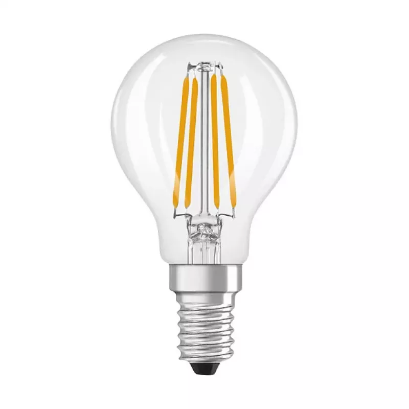 OSRAM CLP40 DIM 3.4W 827 FIL CL E14 P lâmpada LED em gota regulável transparente 2700K