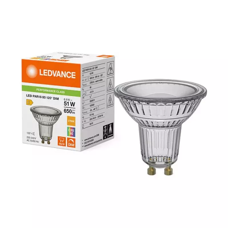 OSRAM LED PAR16 80 120° DIM P 6.9W 927 GU10 lâmpada LED refletora regulável